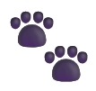 Purple paw prints symbolize pet care and animal services, enhancing a playful, inviting theme on the page.