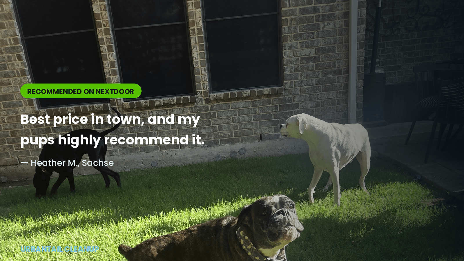 Nextdoor review from Heather M. in Sachse: Best price in town, and my pups highly recommend it, with her three dogs in her yard