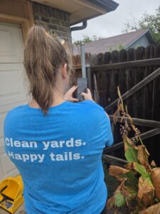Photo of locked gate by pet waste technician after servicing a yard